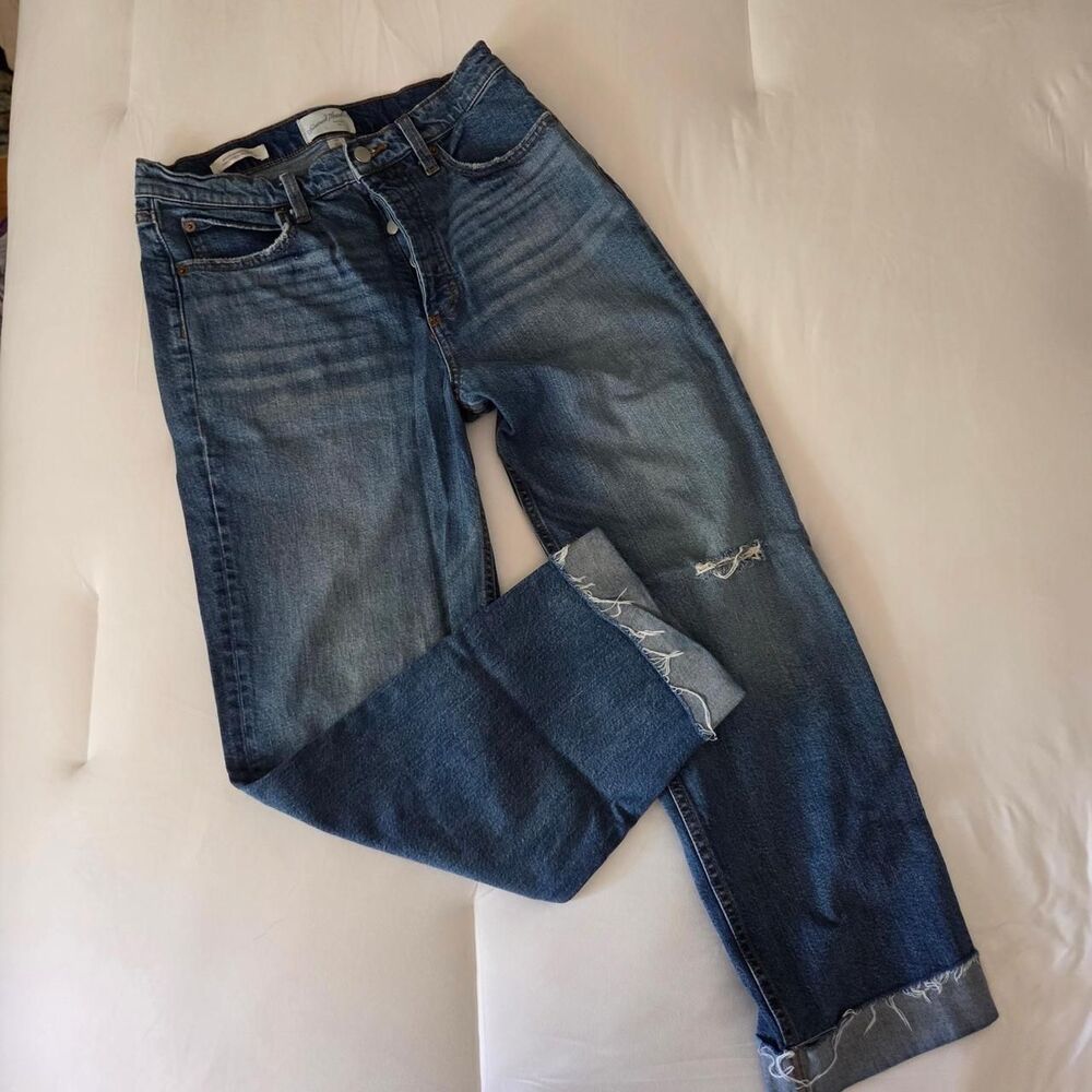 Universal Thread Medium Wash Button Fly Raw Hem Ankle Jeans Size 10R